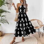 Damen Boho Maxikleid mit asymmetrischen Trägern EB