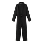 Damen-Utility-Overall mit hohem Kragen, Reißverschlüssen und Taillengürtel