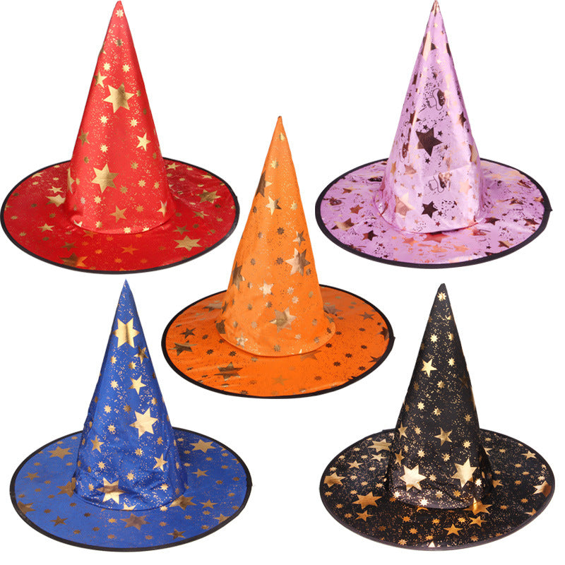 Glitzernder Hexenhut mit Sternen