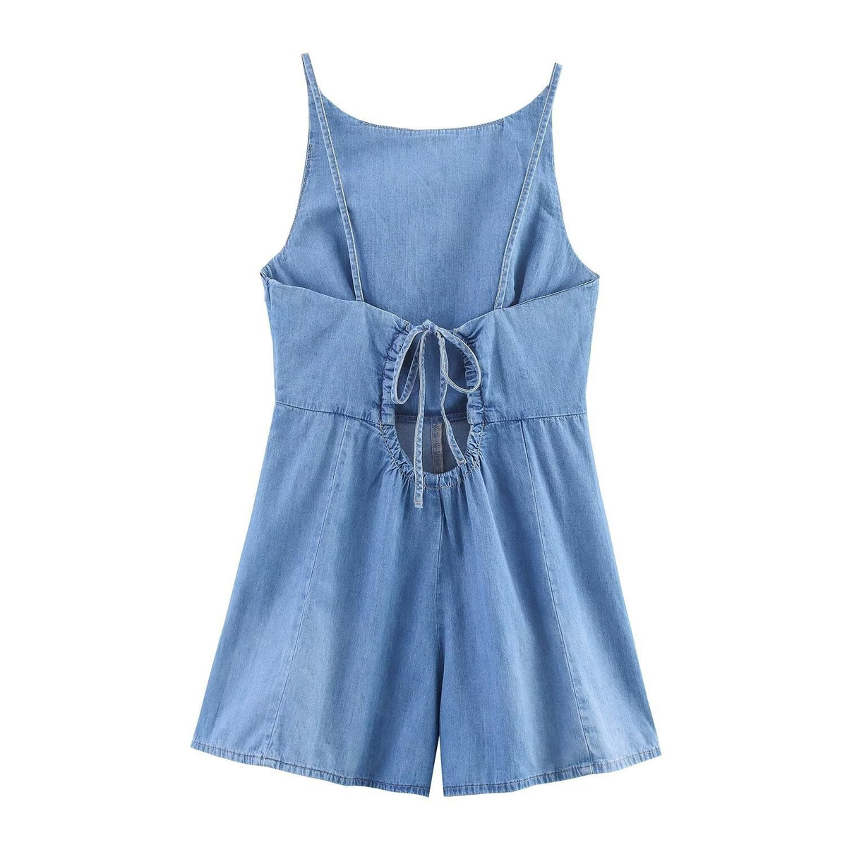 Damen Denim Jumpsuit mit schmalem Schnitt und verstellbaren Trägern EB