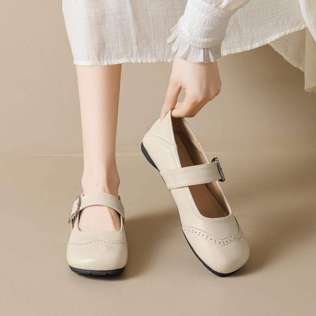 Damen Ballerinas mit verstellbarem Riemen und eleganter Schnalle EB