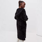 Damen Kapuzen-Strickmantel mit luxuriösem Flauschteil EB