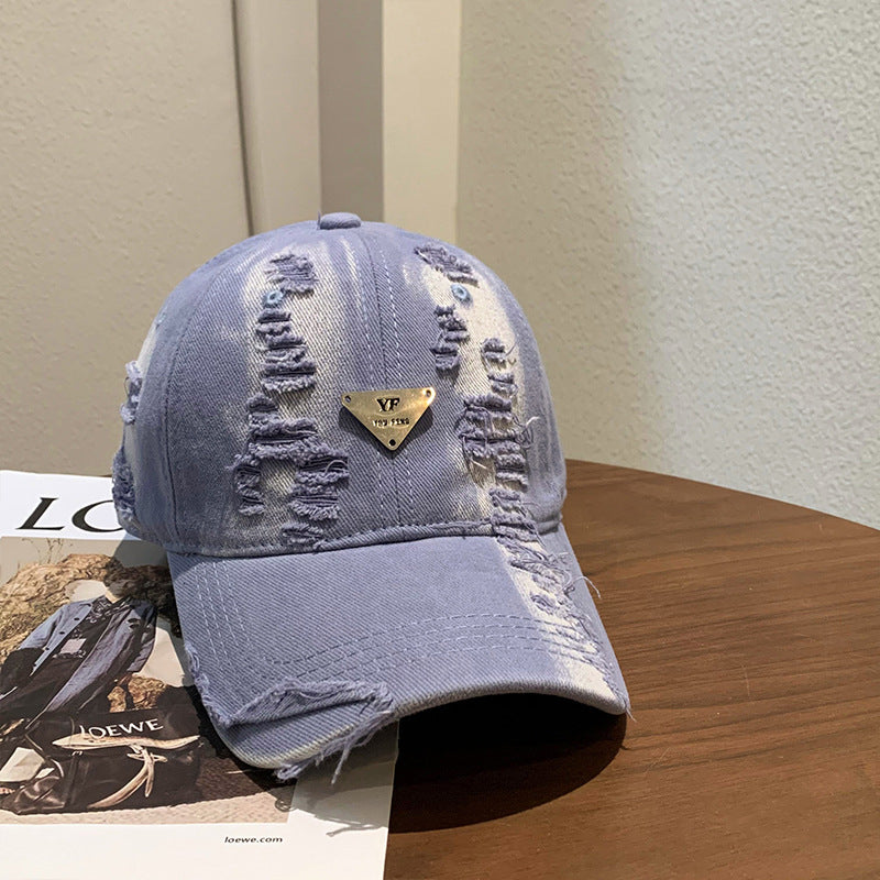 Women's Distressed Denim Baseball Cap