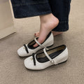 Damen Ballerinas mit modischer Schleife und perlenverziertem Riemen EB