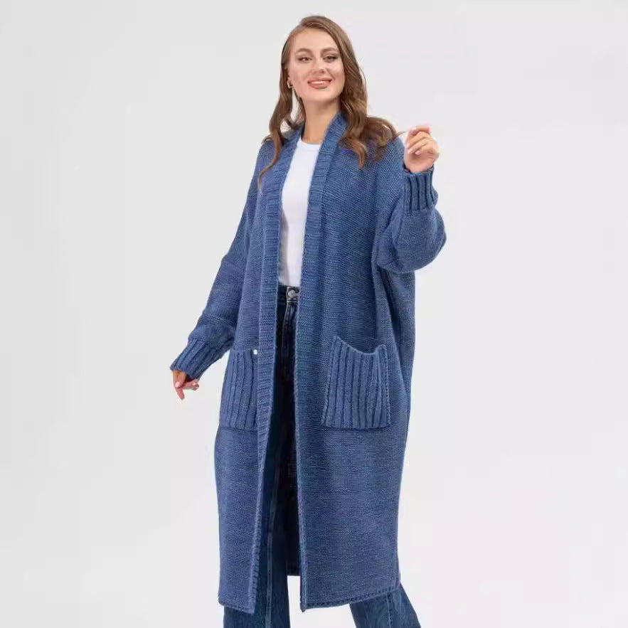 Damen Gemütlicher Strickmantel mit großen Taschen und oversized Schnitt EB