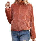 Damen Fleecejacke mit hohem Kragen und praktischen Taschen EB