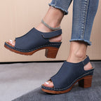 Damen Clogs mit elegantem offenes Design und komfortablem Blockabsatz EB