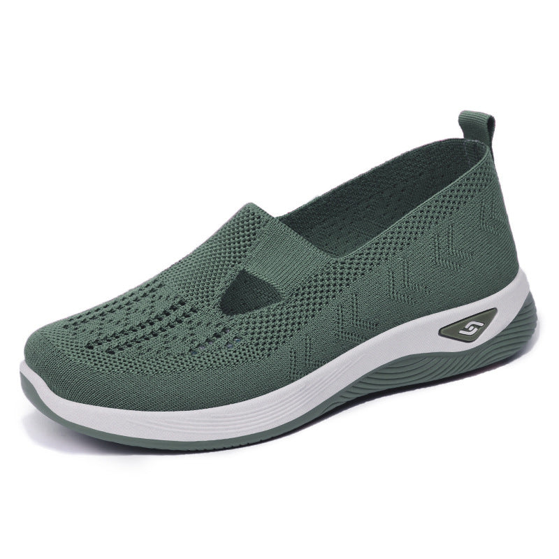 Damen bequeme Slip-On Schuhe mit atmungsaktiver Strickoberfläche EB