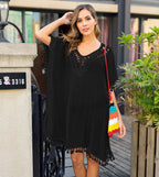 Damen luftiger Kaftan mit Fransen EB