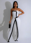 Damen-Jumpsuit mit elegantem Bustier-Oberteil und kontrastierenden Saumakzenten EB