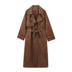 Damen elegante Suede Trenchcoat EB