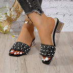 Damen Absatzsandalen mit offenen Riemen und modischem Schnürdesign EB