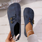 Damen Bequeme Ballerina-Schuhe mit dekorativem Knopf-Detail EB
