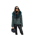 Damen Elegante Wolljacke mit luxuriösem Kunstfellkragen EB