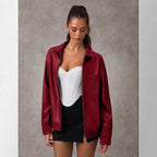 Damen Kunstlederjacke mit oversized Schnitt und praktischer Brusttasche EB