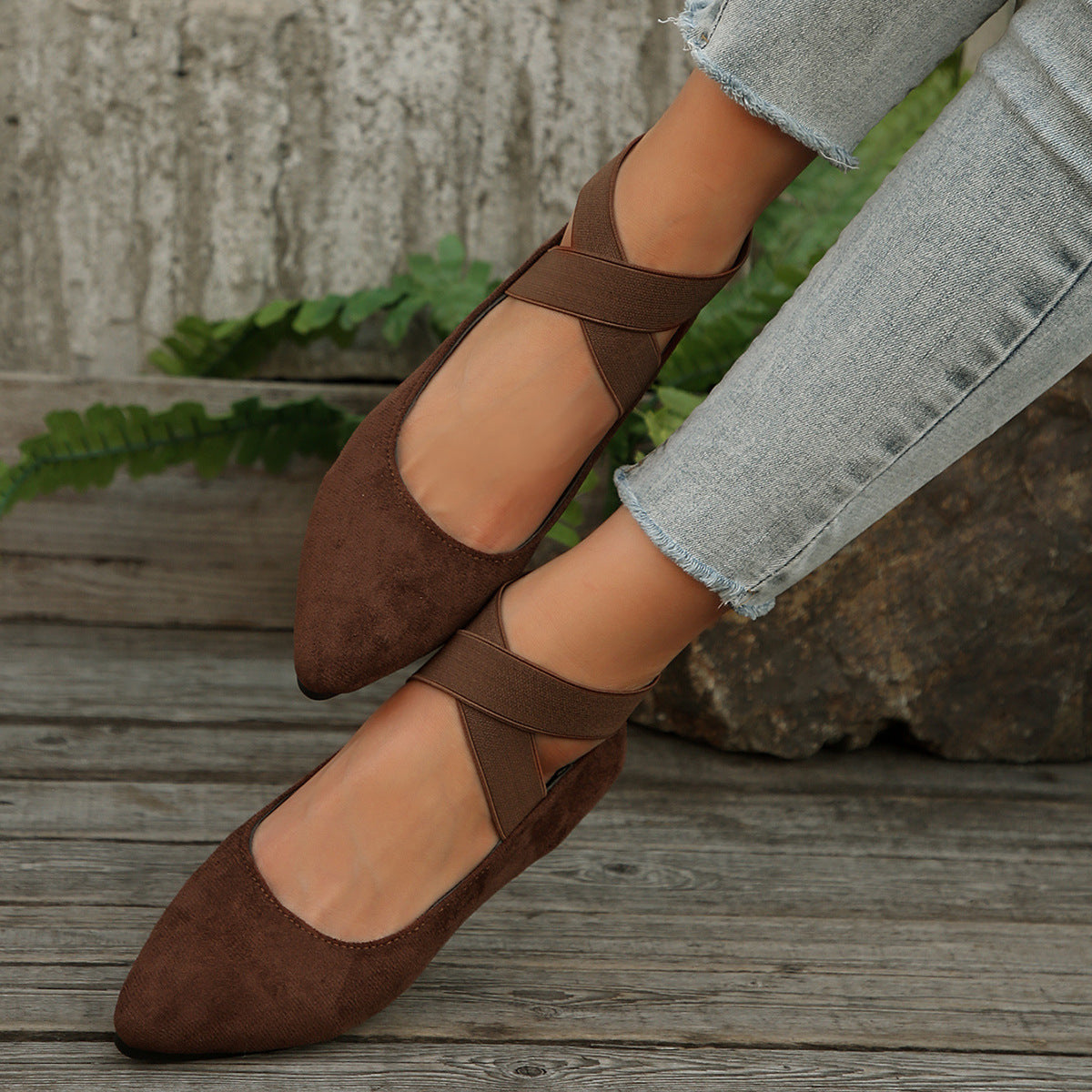 Damen Bequeme Ballerinas mit elastischem Riemchen und modischem Design EB