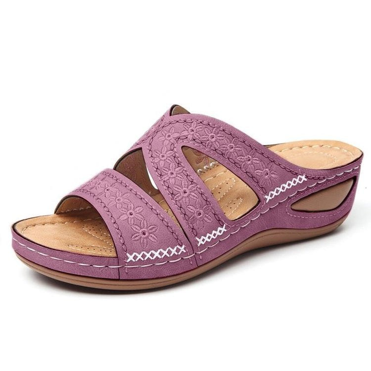 Damen Bequeme Clogs mit floralem Design und ergonomischer Sohle EB