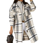 Damen Karierter Oversized-Hemd-Mantel mit praktischen Taschen EB