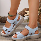Damen bequeme Riemchen-Sandalen mit verstellbarem Klettverschluss EB