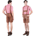 Herren nan kurze Trachtenlederhose aus Wildleder mit bestickter Vorderlatz und verstellbaren Trägern EB