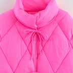 Damen gesteppte Übergangsjacke mit hochgeschlossenem Kragen und Kordelzug EB