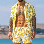 Herren-Set aus Viskosemischung mit Kurzarmhemd und Shorts
