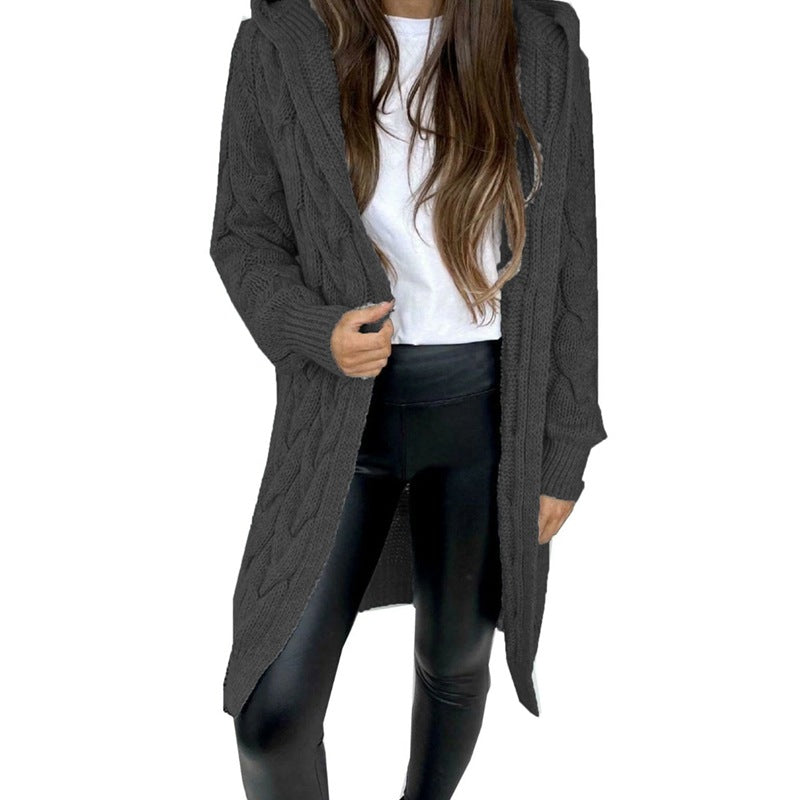 Damen Langstrickmantel aus Kabelstrick EB