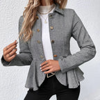 Damen Chic Tailored Blazerjacke mit asymmetrischem Saum und Knopfdetails EB