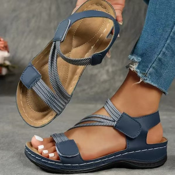 Damen Bequeme und modische Freizeit-Sandalen mit verstellbaren Riemen und gepolsterter Sohle EB