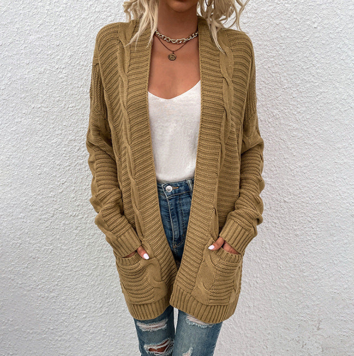 Damen Grober Strickcardigan mit offenem Schnitt und praktischen Taschen EB