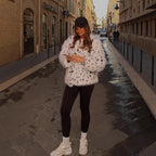 Damen Kunstpelzjacke mit modernem Tierdruck EB