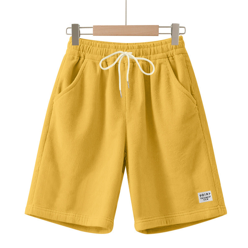 Knielange Lounge-Shorts für Herren in Rippenstruktur mit Kordelzug