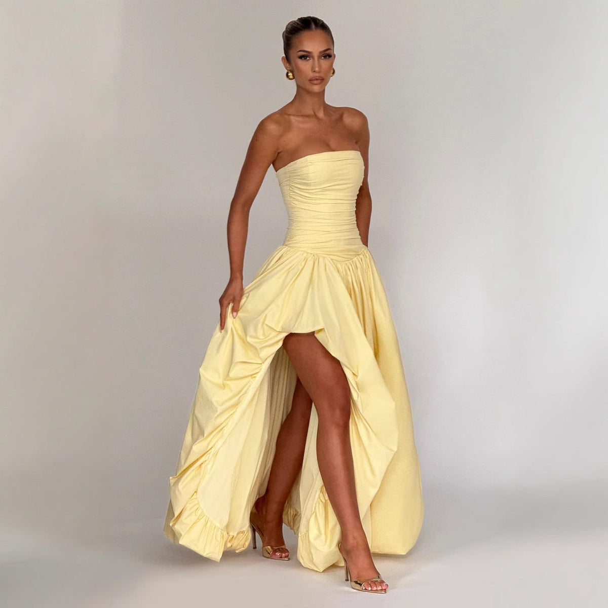 Damen Abendkleid mit figurbetontem Oberteil und asymmetrischem Rock EB