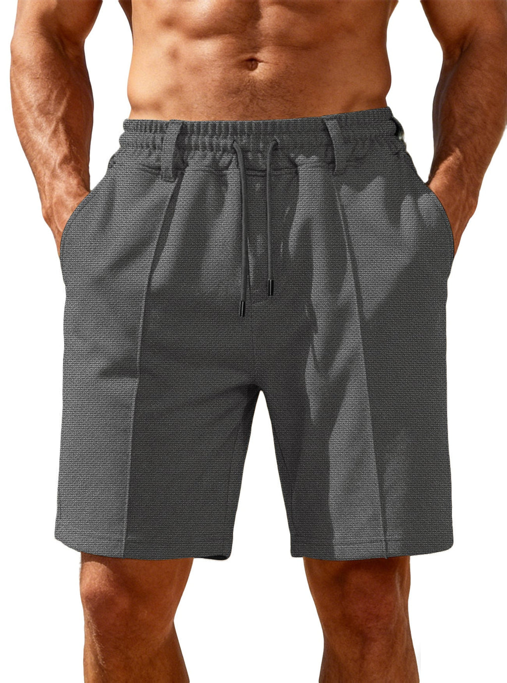 Chino-Shorts für Herren mit Bundfalten und elastischem Kordelzug