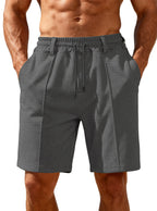 Chino-Shorts für Herren mit Bundfalten und elastischem Kordelzug