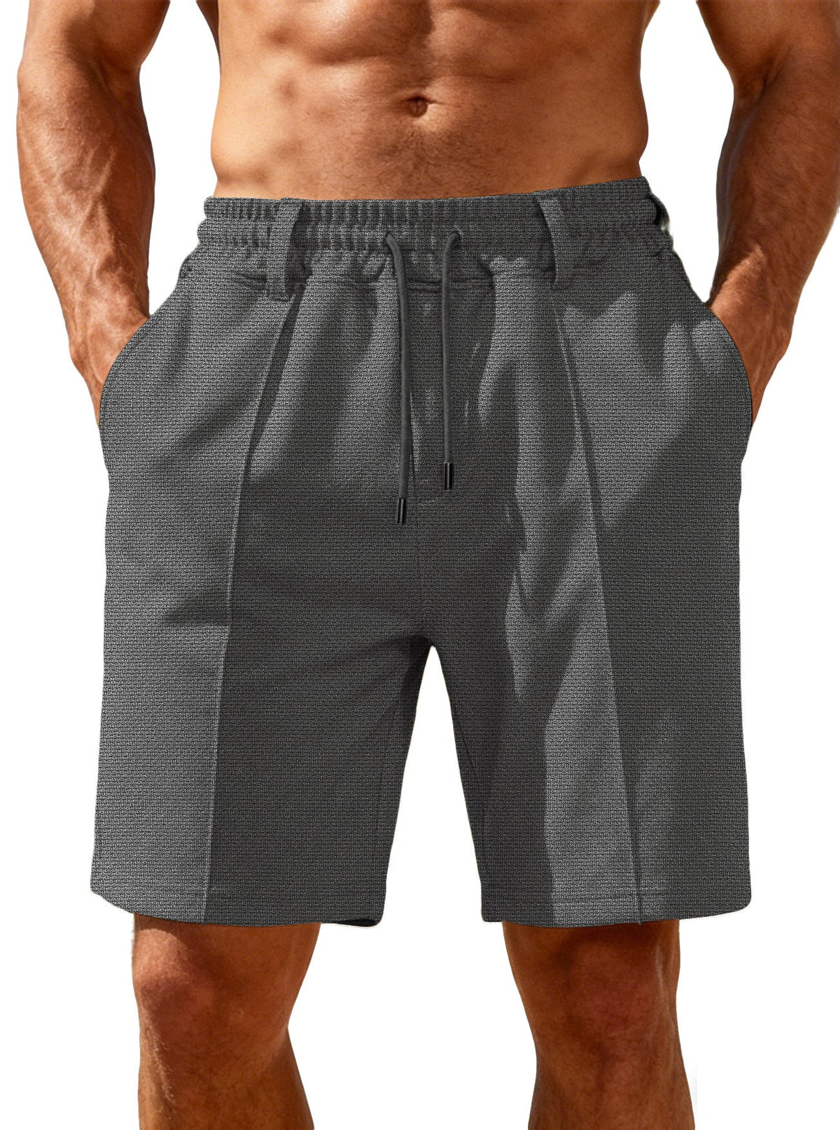 Chino-Shorts für Herren mit Bundfalten und elastischem Kordelzug