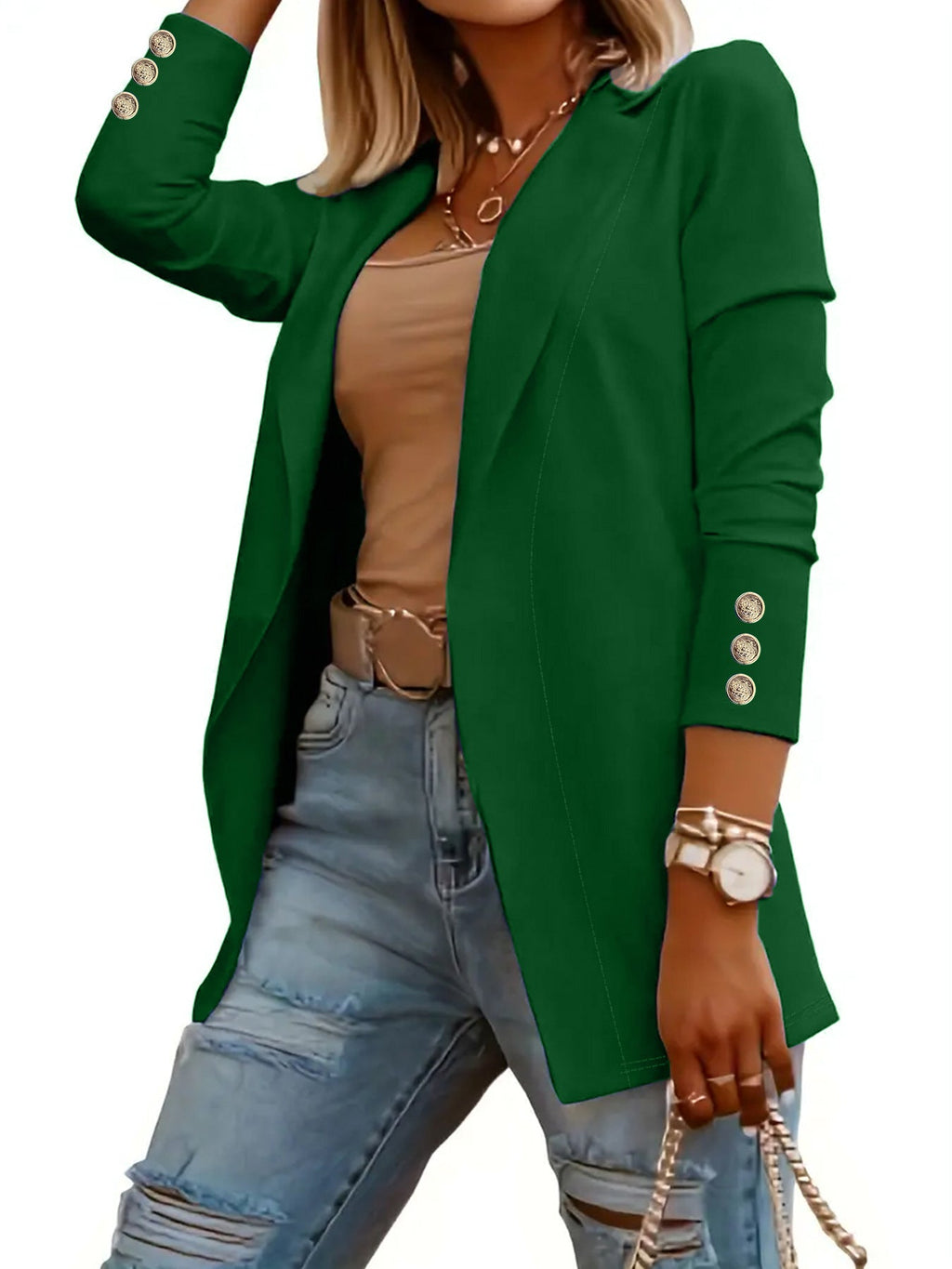 Damen Elegante Blazerjacke mit modischen Knopfdetails EB