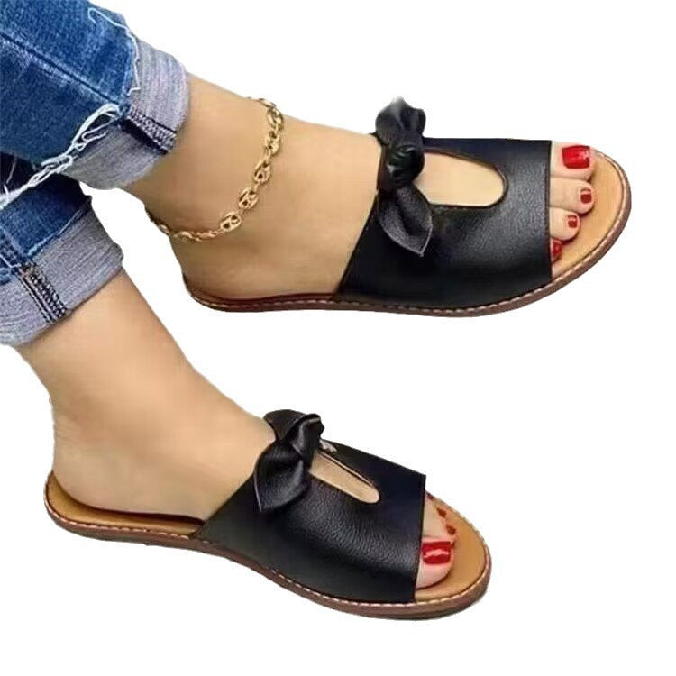 Damen Bogen-Sandalen mit modischem Schleifen-Detail und weichem Fußbett EB