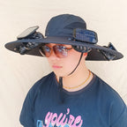 Sonnenhut mit abnehmbaren Solar-Ventilatoren