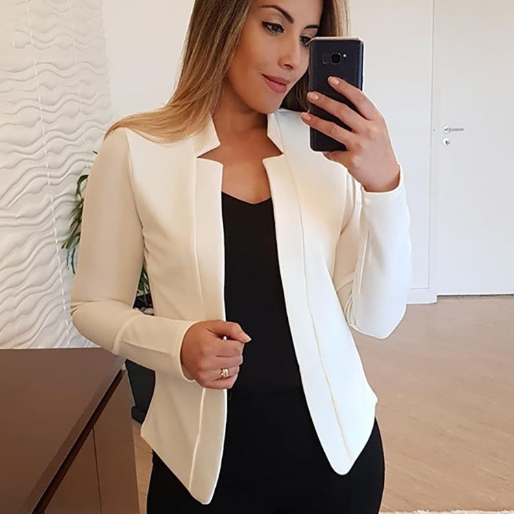 Damen Eleganter Slim-Fit Blazer mit offenem Kragen und langen Ärmeln EB