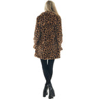 Damen Gemütliche Leopard-Fleecejacke mit offenem Kragen EB