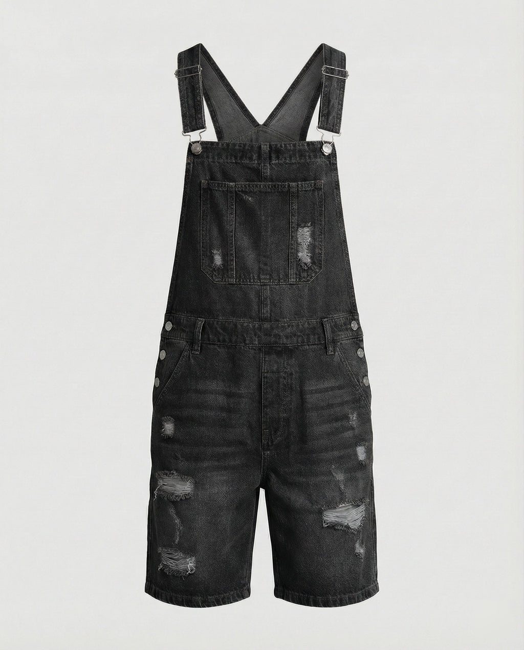 Herren Denim Latzshorts mit Ripped-Details