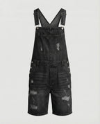 Herren Denim Latzshorts mit Ripped-Details