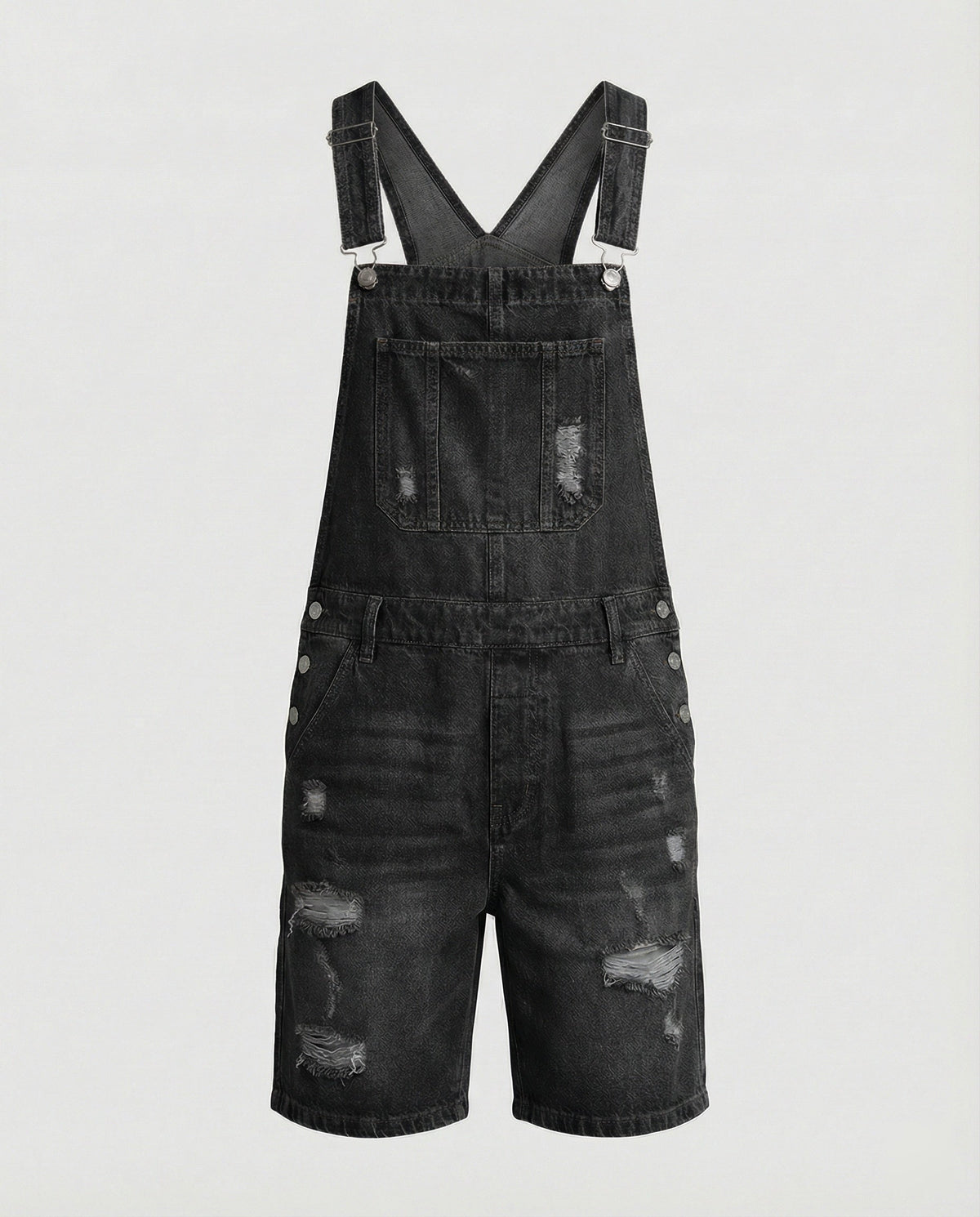 Herren Denim Latzshorts mit Ripped-Details