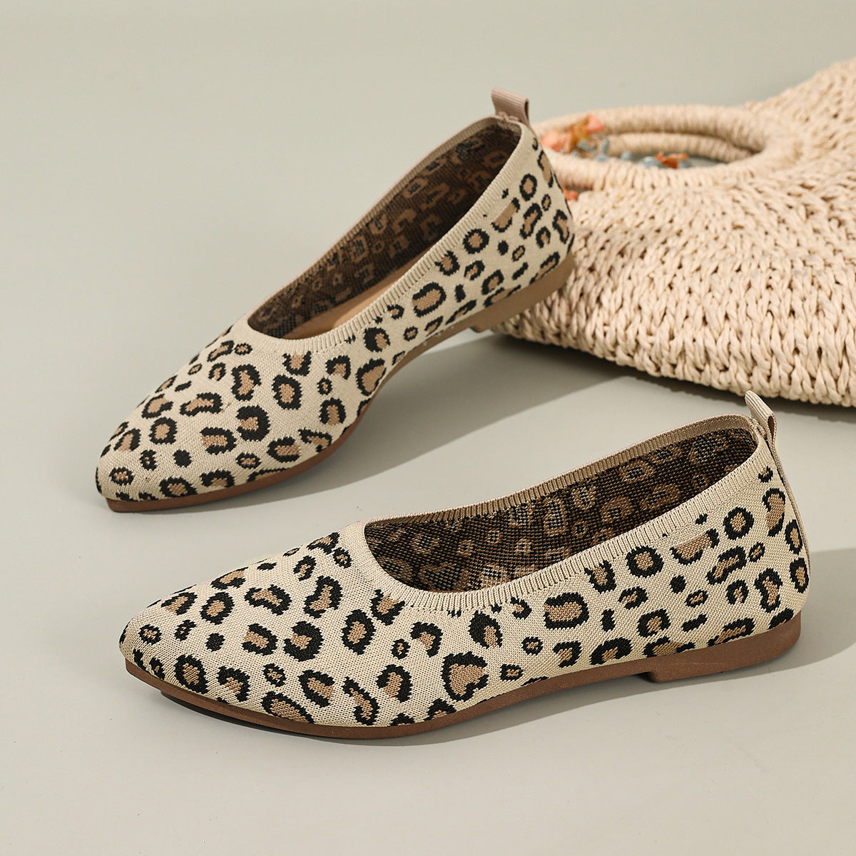 Damen Ballerinas mit elegantem Leopardenmuster und weichem Fußbett EB
