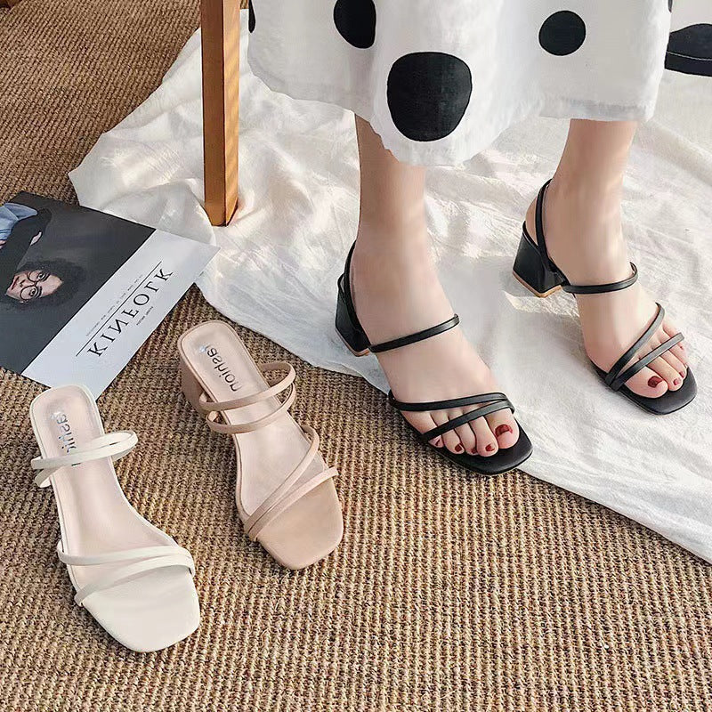 Damen Blockabsatz Sandalen mit modischem Riemendesign EB