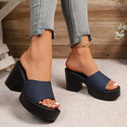 Damen Chunky Plattform-Sandalen mit modischem Design und erhöhtem Blockabsatz EB