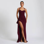 Damen Elegantes Kleid mit asymmetrischem Saum und schicker Nackenbindung EB