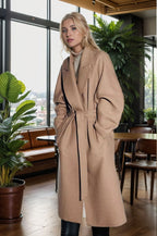 Damen eleganter Übermantel mit weitem Schnitt und Gürtel EB