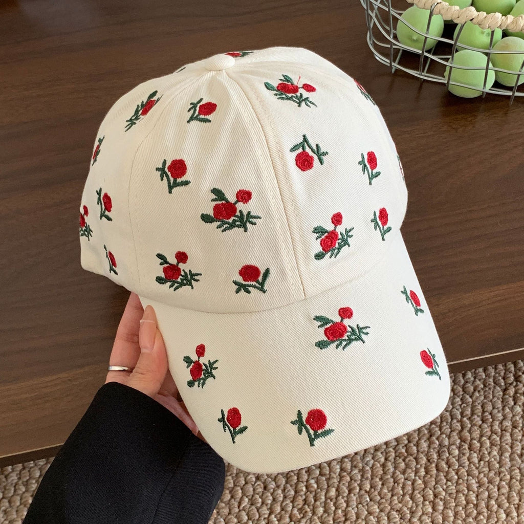 Baseballkappe mit Blumenstickerei